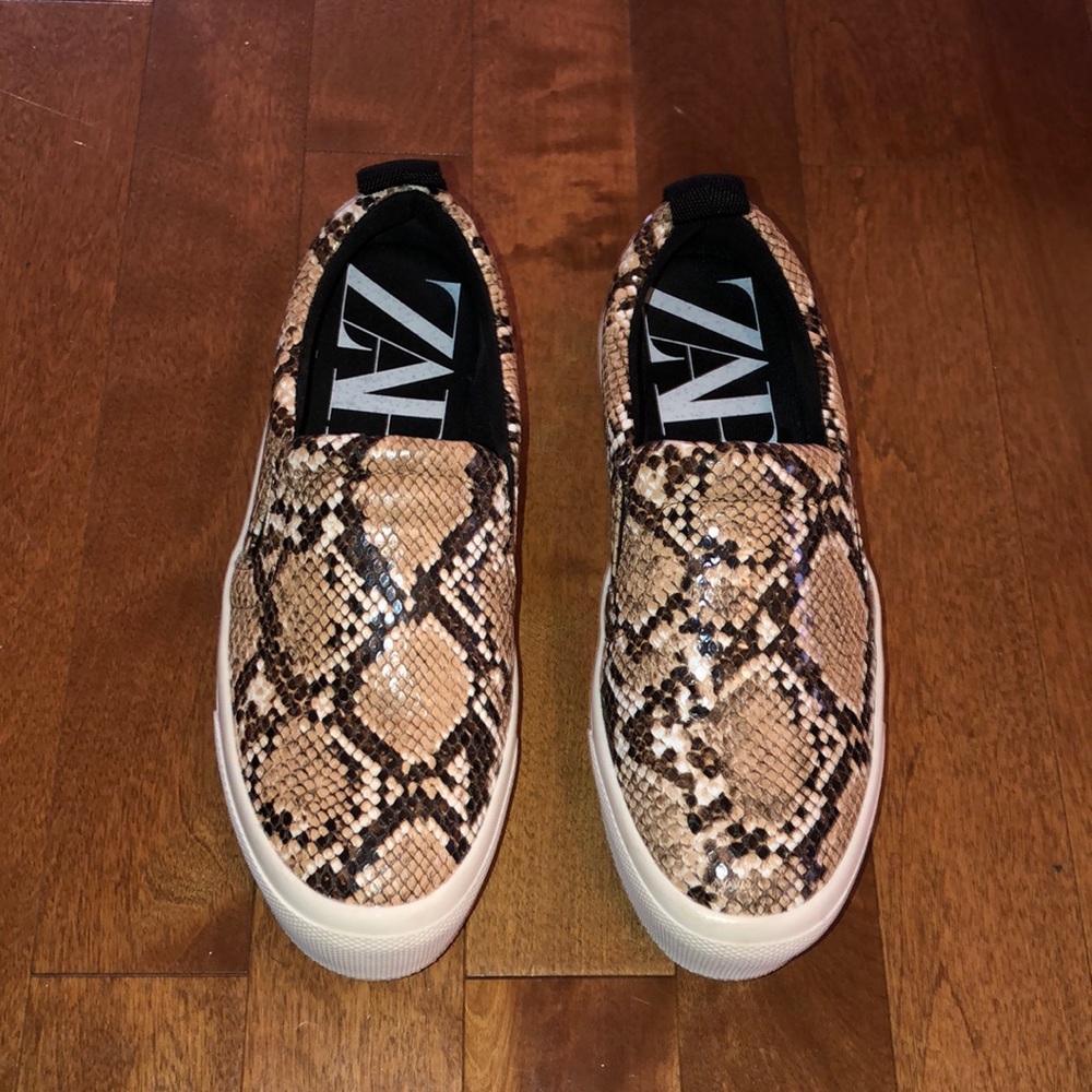 Zara Faux Snakeskin Sneakers